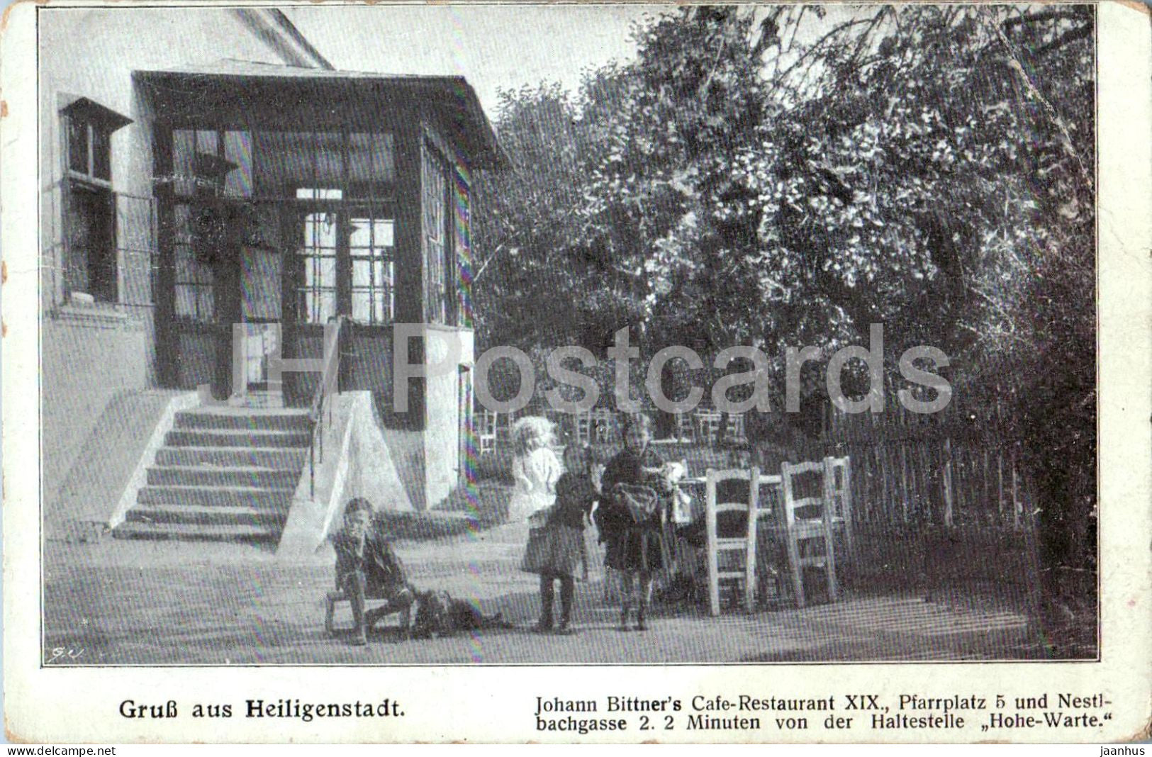 Gruss aus Heiligenstadt - Johann Bittners Cafe Restaurant XIX Pfarrplatz 5 - old postcard - 1913 - Austria - used - JH Postcards