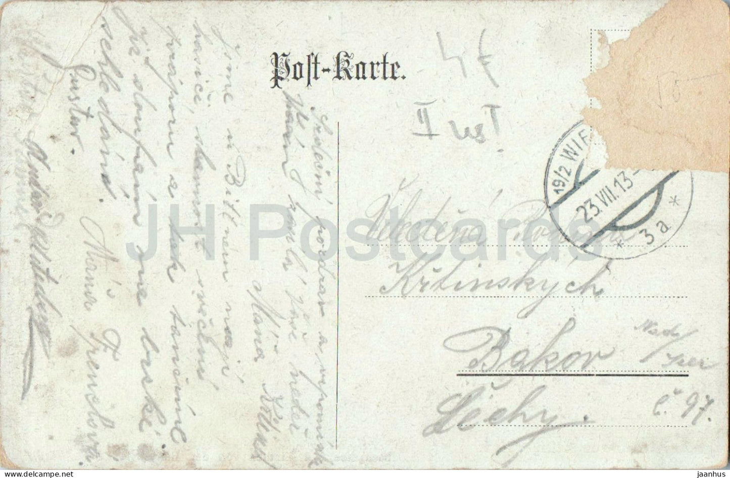 Gruss aus Heiligenstadt - Johann Bittners Cafe Restaurant XIX Pfarrplatz 5 - carte postale ancienne - 1913 - Autriche - utilisé 