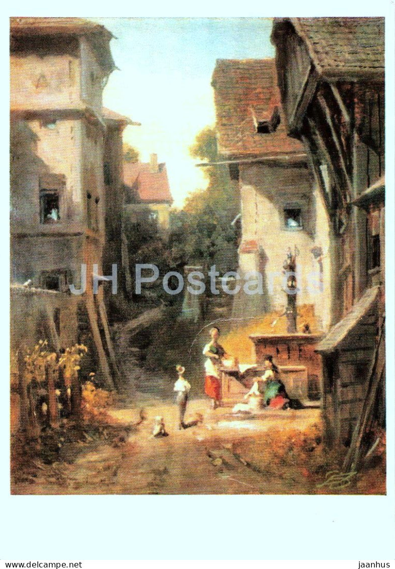 painting by Carl Spitzweg - The Street - Die Strasse - birds - German art - 1966 - Germany - used - JH Postcards