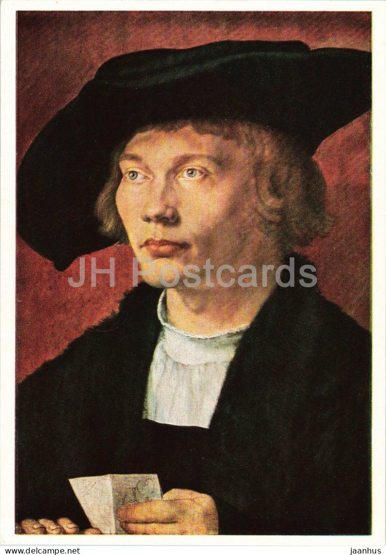 painting by Albrecht Durer - Portrait of a Young Man - Bildnis eines jungen Mannes - German art - Germany DDR - unused - JH Postcards