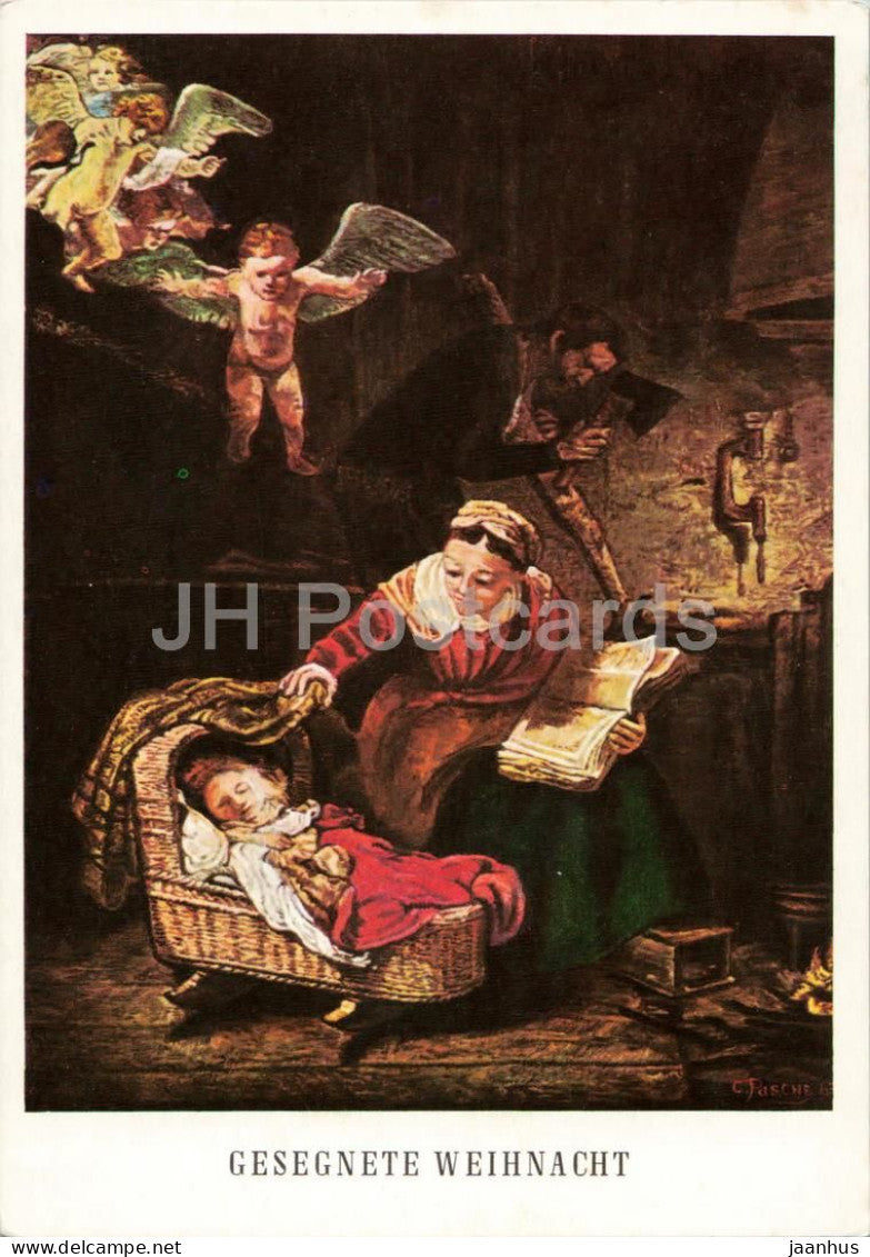 painting by Pasche - Holy Family - Gesegnete Weihnacht - Christmas - 1970s - Germany - used - JH Postcards