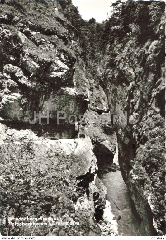 Brandenberg Kramsach - Tiefenbachklamm - Tirol - gorge rock formations - river - 3445 - old postcard - Austria - unused - JH Postcards