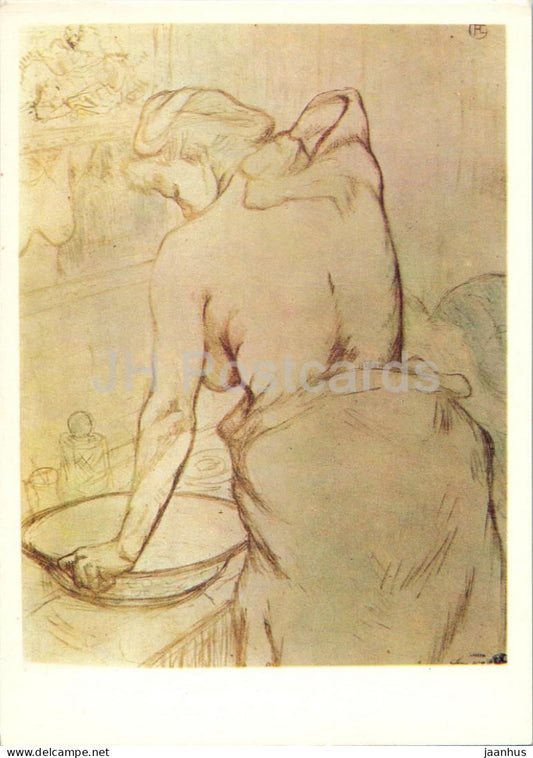 painting by Henri de Toulouse Lautrec - Woman Washing Herself - nude - naked - French art - 1969 - Russia USSR - unused - JH Postcards