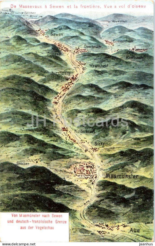 Von Masmunster nach Sewen und Deutsch Franzosische Grenze - Feldpost - old postcard - 1914 - France - used - JH Postcards