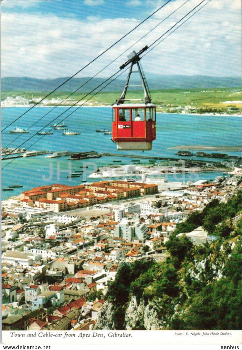Gibraltar - Town and Cable car from Apes Den - harbour - aerial view - 2GBZ18 - Gibraltar - unused - JH Postcards