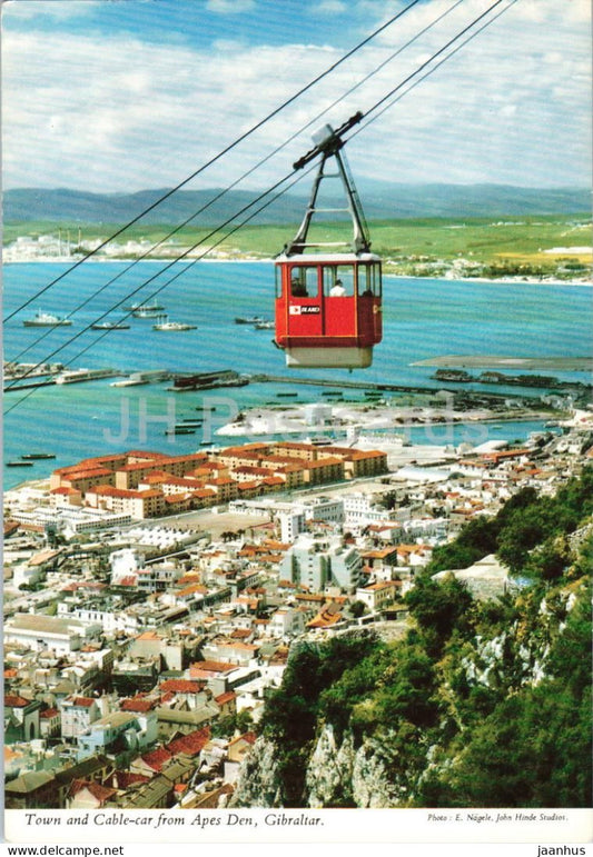 Gibraltar - Town and Cable car from Apes Den - harbour - aerial view - 2GBZ18 - Gibraltar - unused - JH Postcards