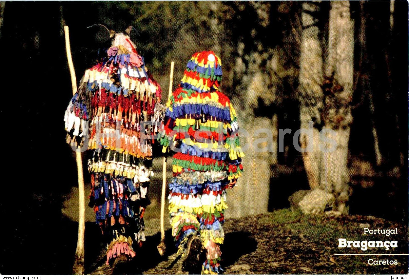 Braganca - Caretos - folk ritual practice - costumes - Portugal - unused - JH Postcards