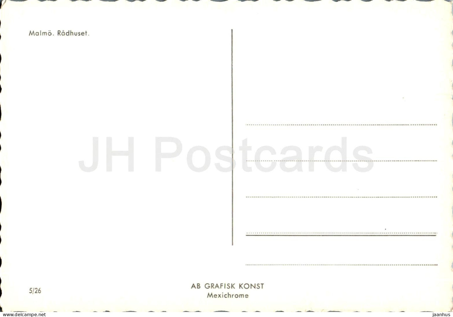 Malmo - Radhuset - Town Hall - 5/26 - Sweden - unused