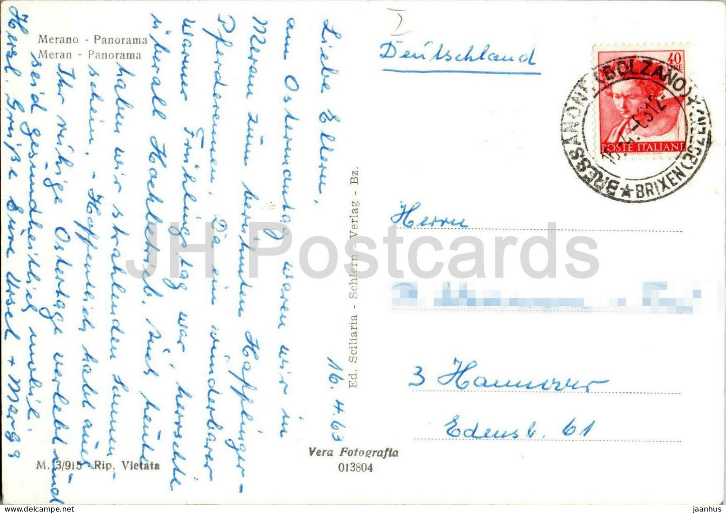 Meran - Meran Panorama - Stadtansicht - Berge - Palmen - 013804 - 1963 - Italien - gebraucht
