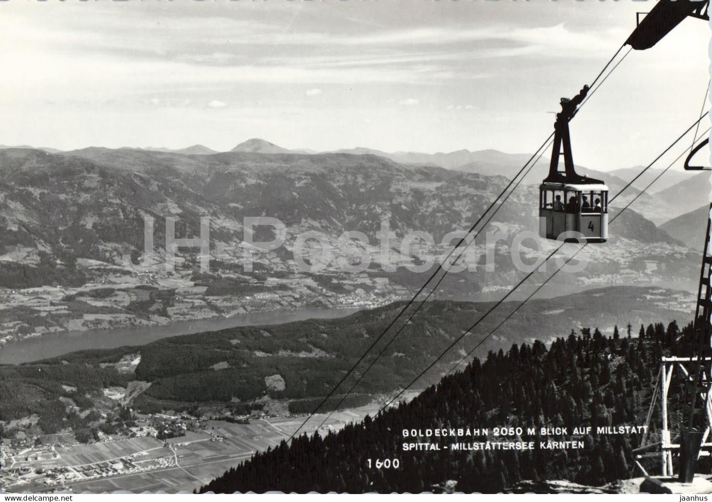 Goldeckbahn 2050 m Blick auf Millstatt - Spittal - Millstattersee Karnten - cable car - old postcard - Austria - unused - JH Postcards