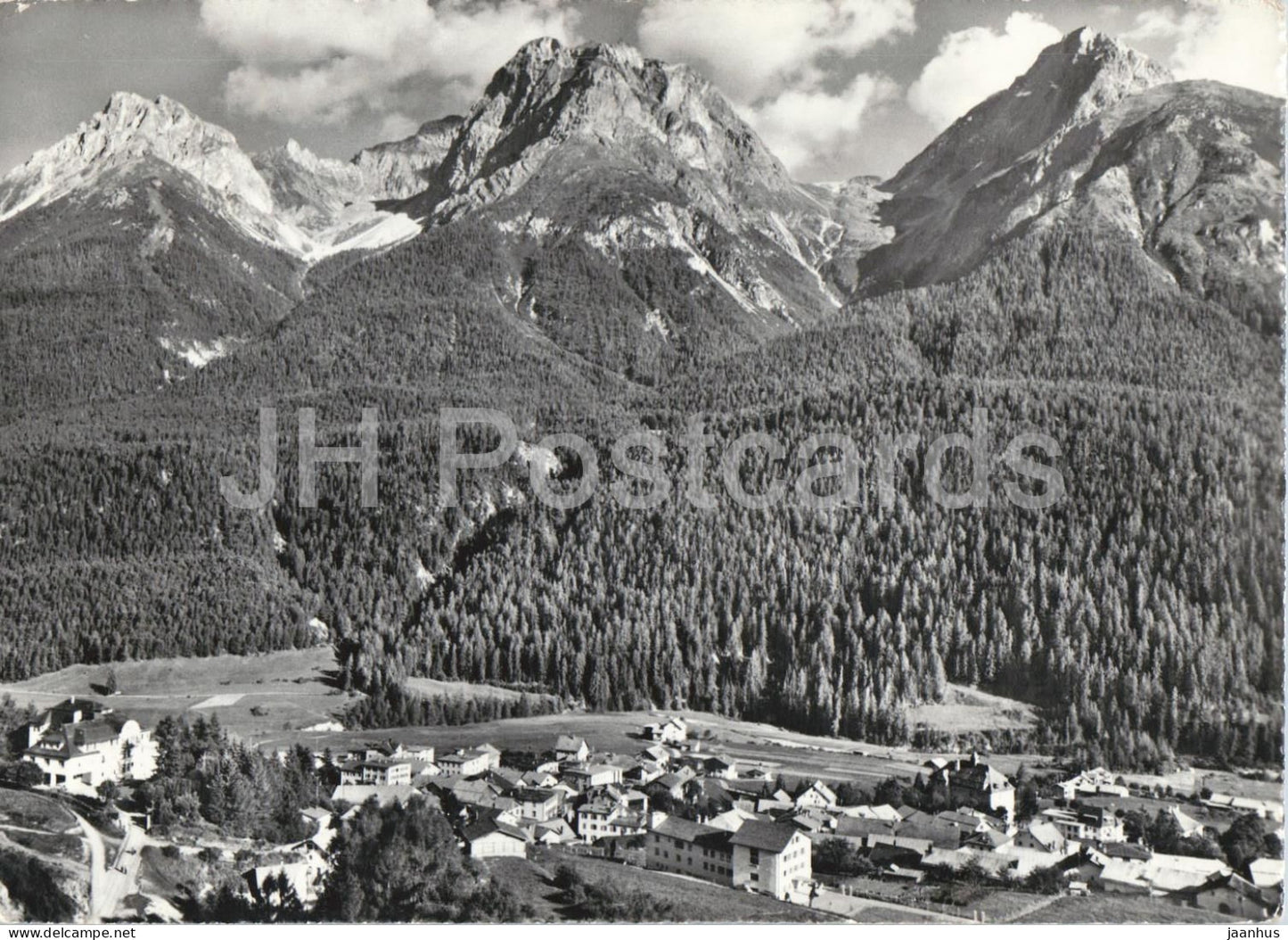 Unterengadin Scuol Schuls 1244 m - village - panorama - mountains - Alps - 5380 - 1960 - Switzerland - used - JH Postcards