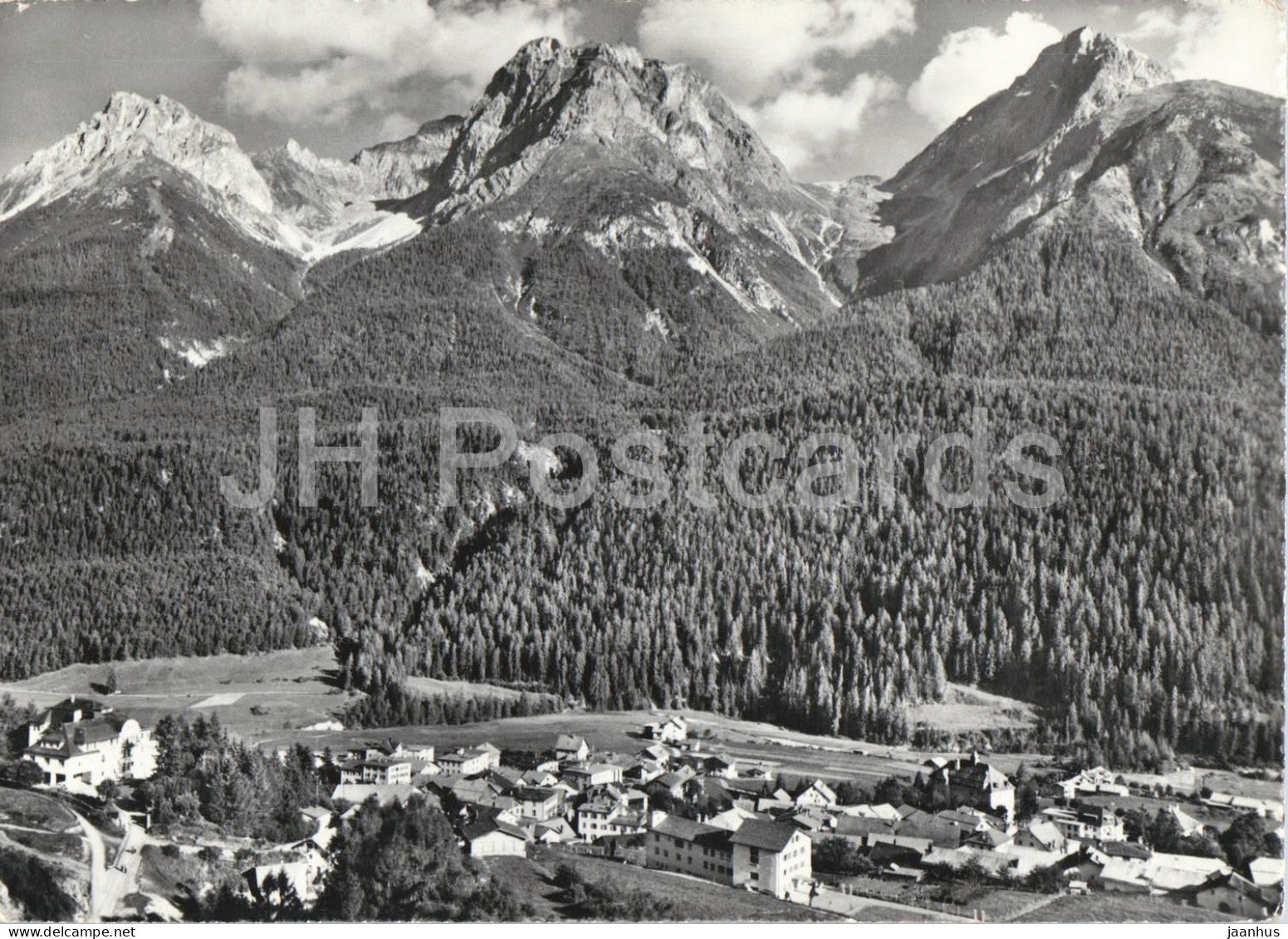Unterengadin Scuol Schuls 1244 m - village - panorama - mountains - Alps - 5380 - 1960 - Switzerland - used - JH Postcards