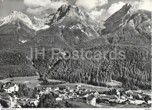 Unterengadin Scuol Schuls 1244 m - village - panorama - mountains - Alps - 5380 - 1960 - Switzerland - used - JH Postcards