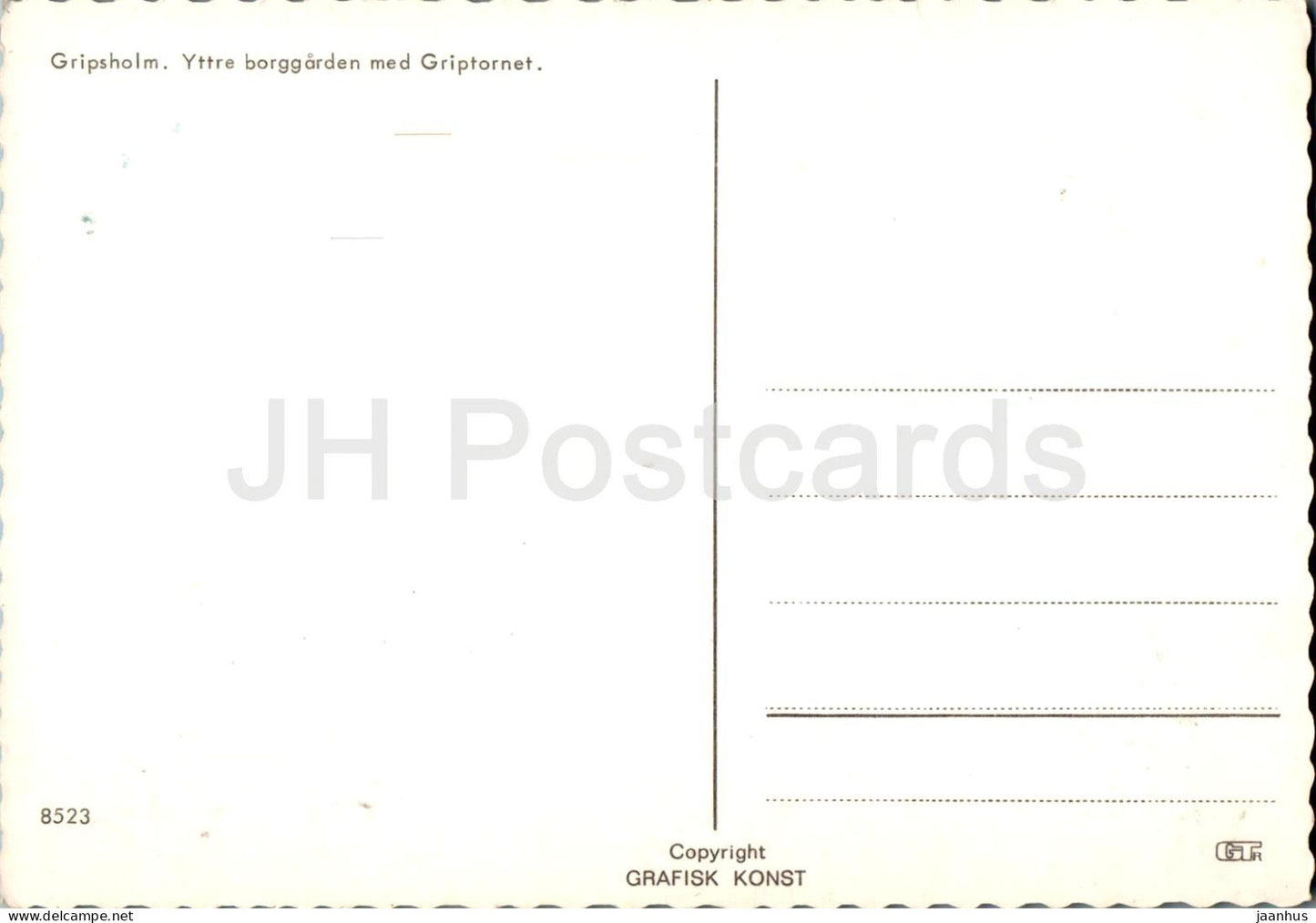 Gripsholm - Ytrre borggarden med Griptornet - Jardin extérieur du château avec la tour Grip - 8523 - Suède - inutilisé 