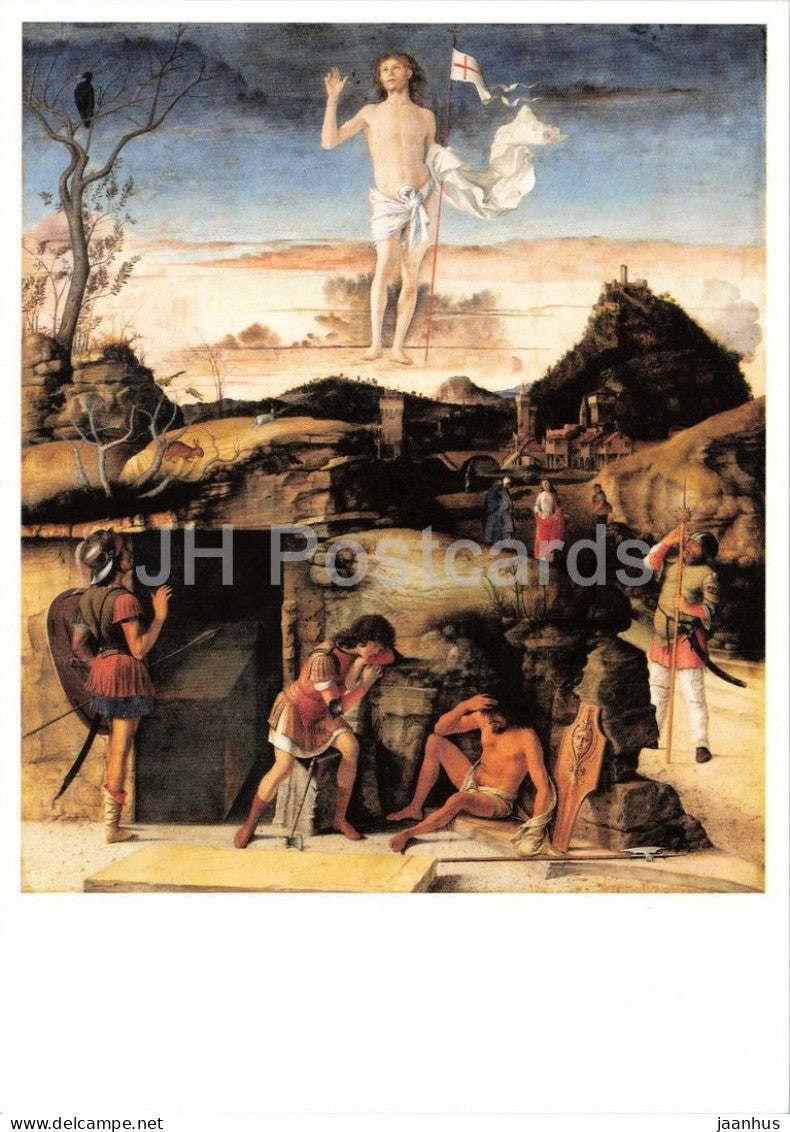 painting by Giovanni Bellini - The Resurrection of Christ - Die Auferstehung Christi - Italian art - Germany - used - JH Postcards