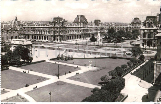 Paris - Perspective sur le palais du Louvre - View of the Louvre Palace - 6 - old postcard - 1958 - France - used - JH Postcards