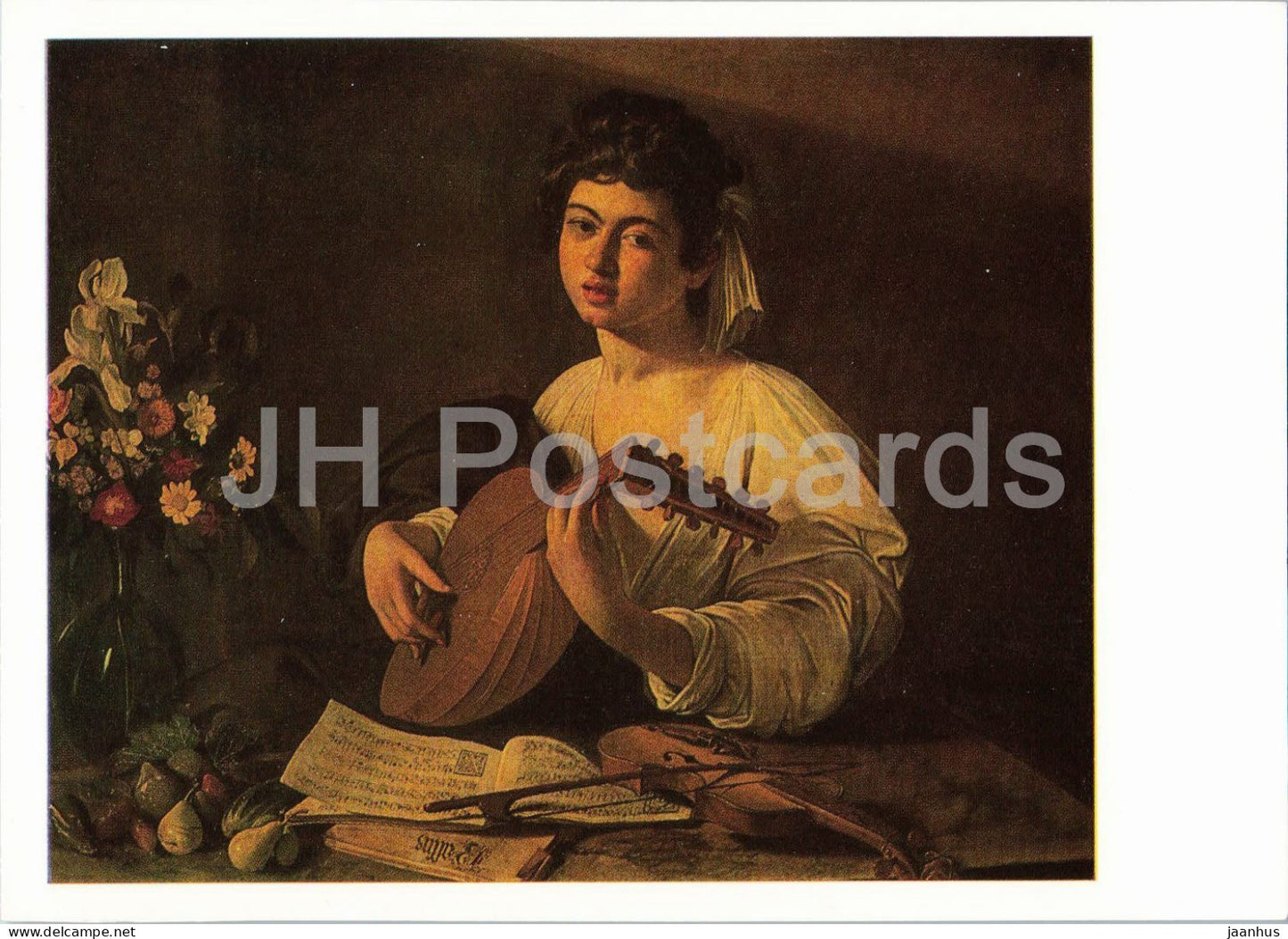 painting by Caravaggio - The Lute Player - Italian art - 1988 - Russia USSR - unused - JH Postcards