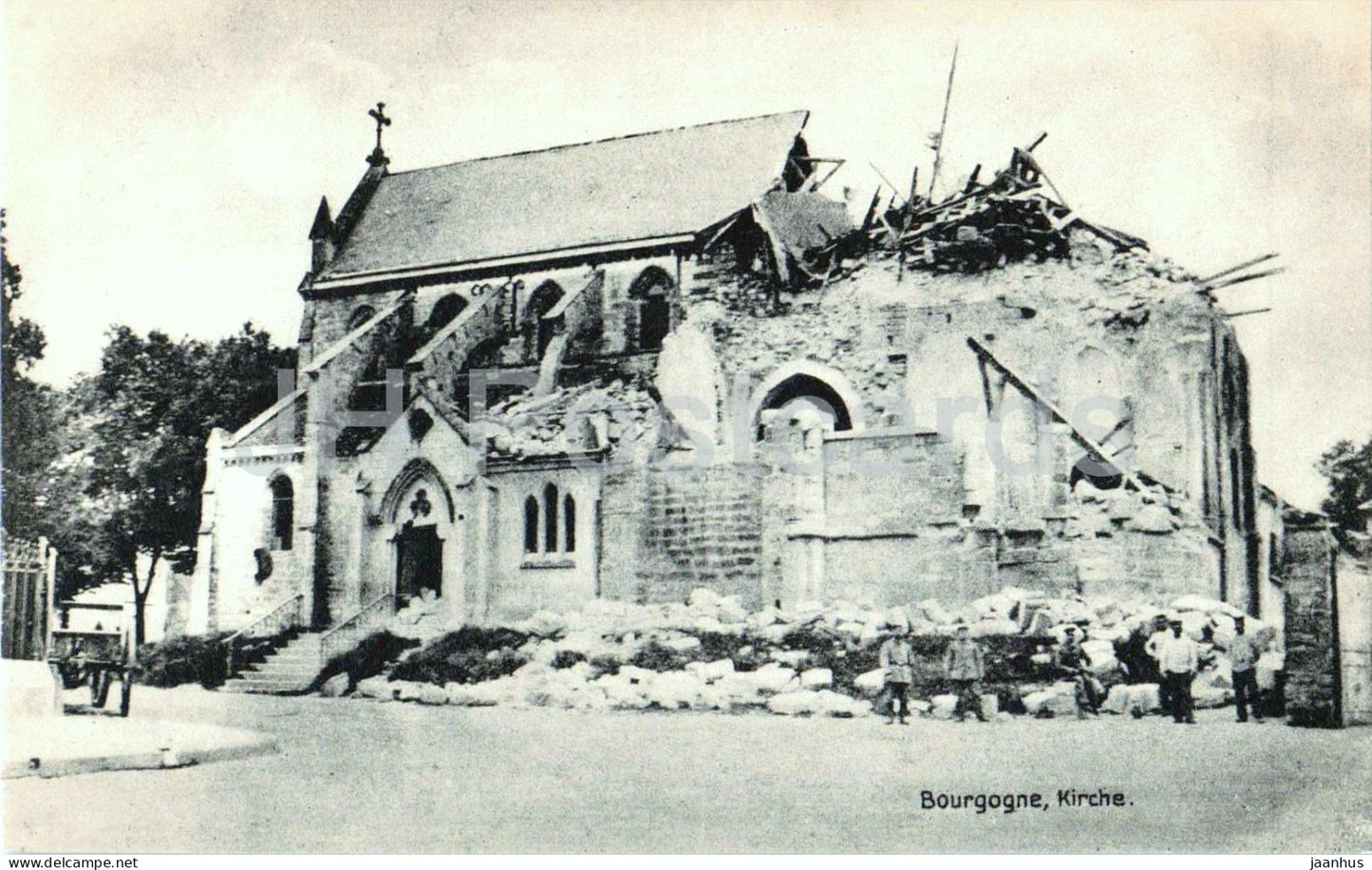 Bourgogne - Kirche - Church - WWI - ruins - 655 - old postcard - France - unused - JH Postcards