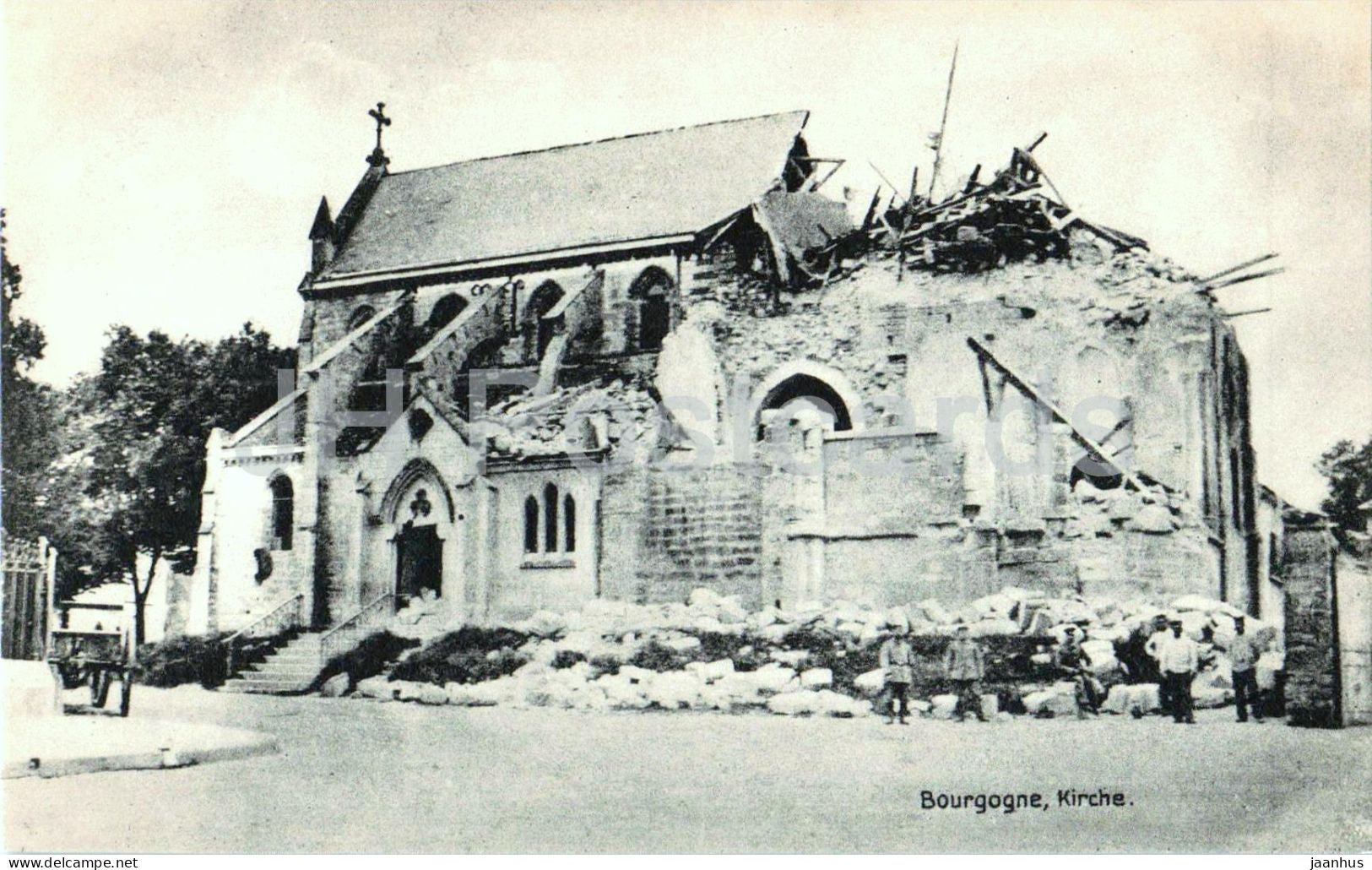 Bourgogne - Kirche - Church - WWI - ruins - 655 - old postcard - France - unused - JH Postcards
