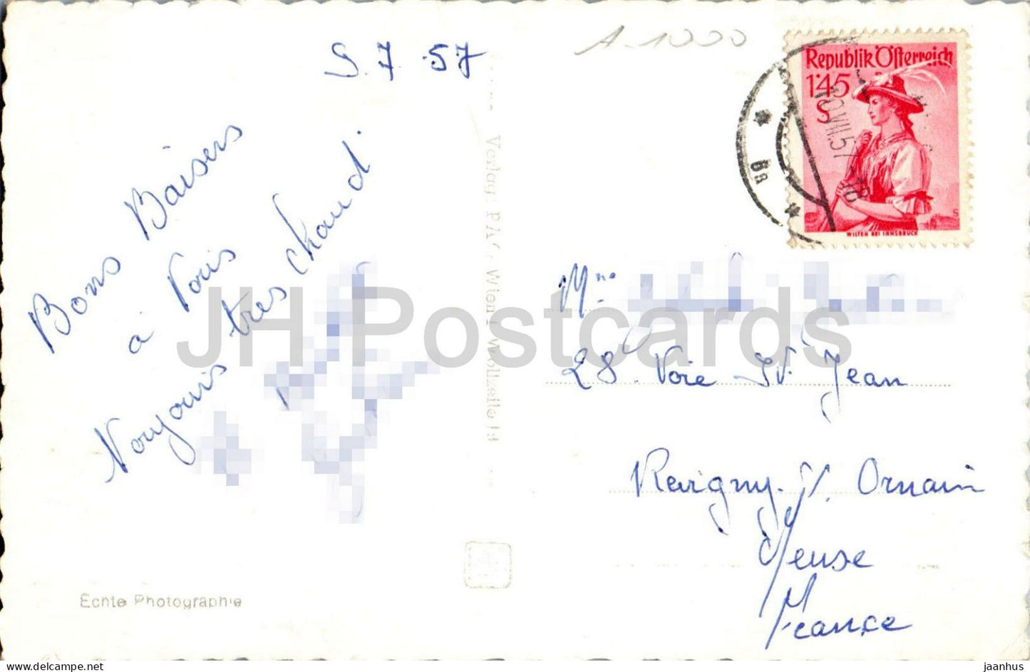 Vienne - Leopoldsberg avec vue sur Klosterneuburg et le Danube - 37837 - vieille carte postale - 1957 - Autriche - usagée