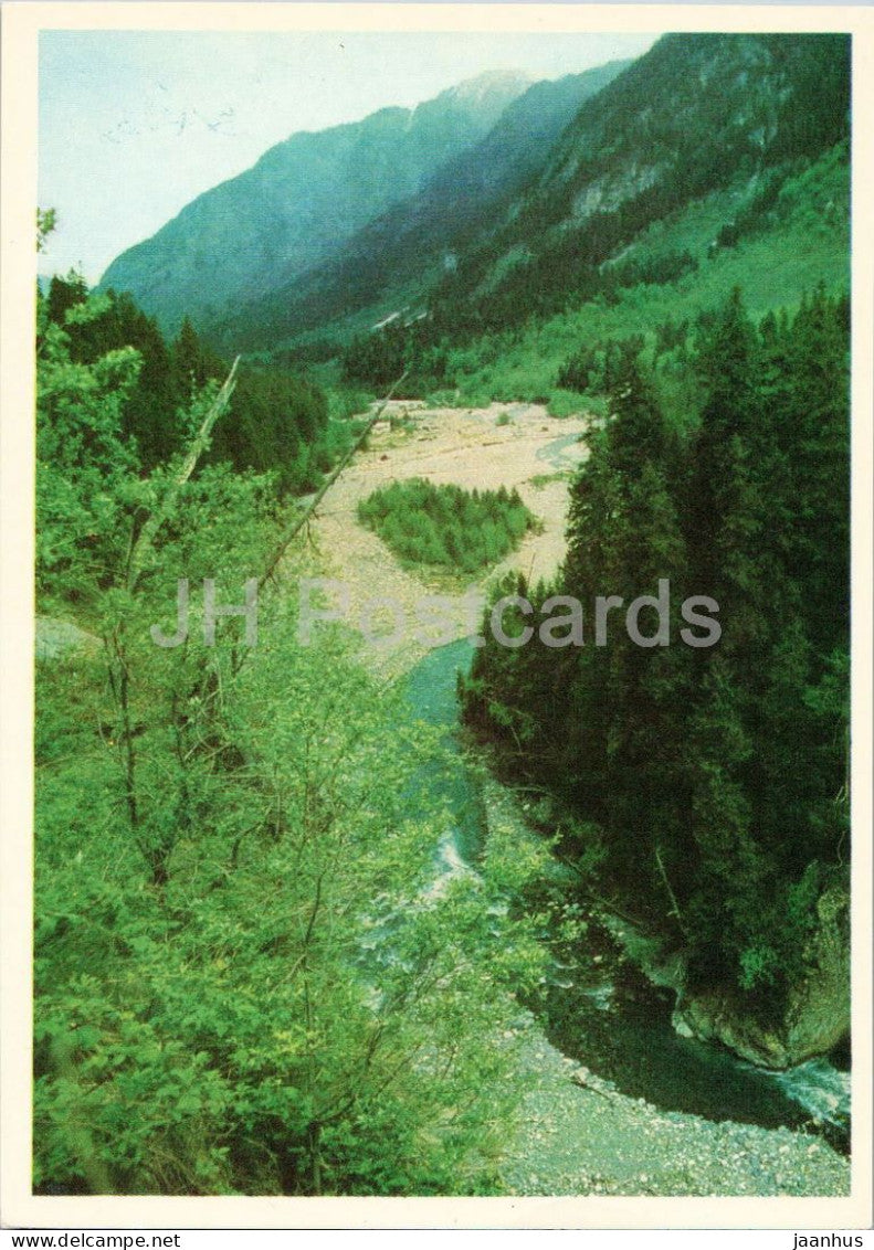 Teberda Gorge and River - Caucasus mountain landscape - 1979 - Russia USSR - unused - JH Postcards
