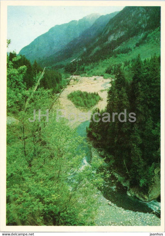 Teberda Gorge and River - Caucasus mountain landscape - 1979 - Russia USSR - unused - JH Postcards
