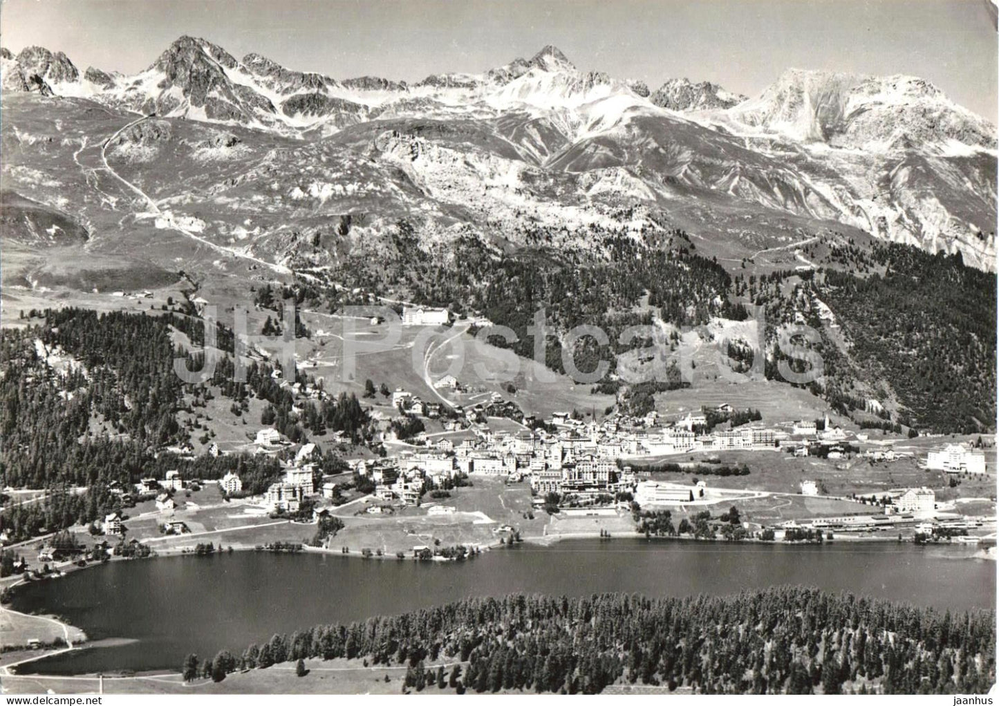 St. Moritz - Dorf mit Corvigliabahn - mountains - Alps - 6321 - old postcard - 1950s - Switzerland - unused - JH Postcards