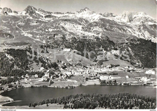 St. Moritz - Dorf mit Corvigliabahn - mountains - Alps - 6321 - old postcard - 1950s - Switzerland - unused - JH Postcards