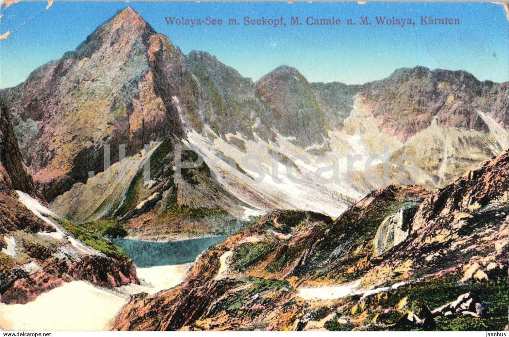 Wolaya See mit Seekopf - Monte Canale und Monte Wolaya - Karnten - 905 - old postcard - 1913 - Austria - unused - JH Postcards