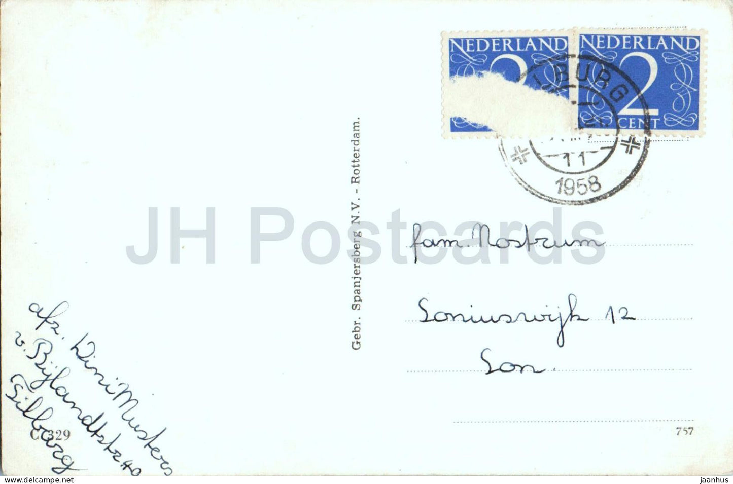 Groeten uit Tilburg - salutations - statue - vue de la rue - multivue - 1958 - Pays-Bas - utilisé