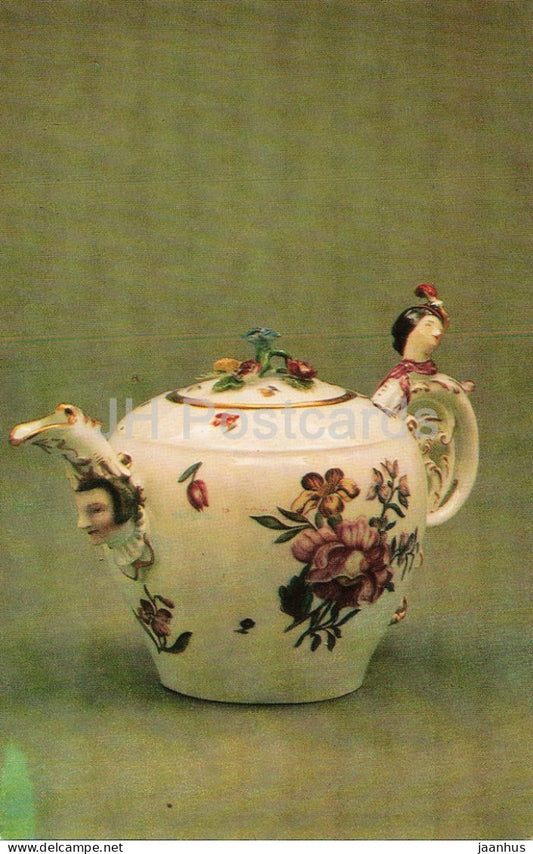 Meissen porcelain - Teapot - German decorative art - Hermitage Museum Leningrad - 1975 - Russia - USSR - unused - JH Postcards