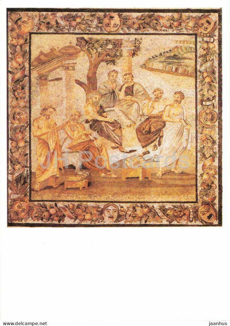 mosaic from Pompeii - Platos Academy - Die Philosophenschule des Platon - ancient world - 1979 - Germany DDR - unused - JH Postcards