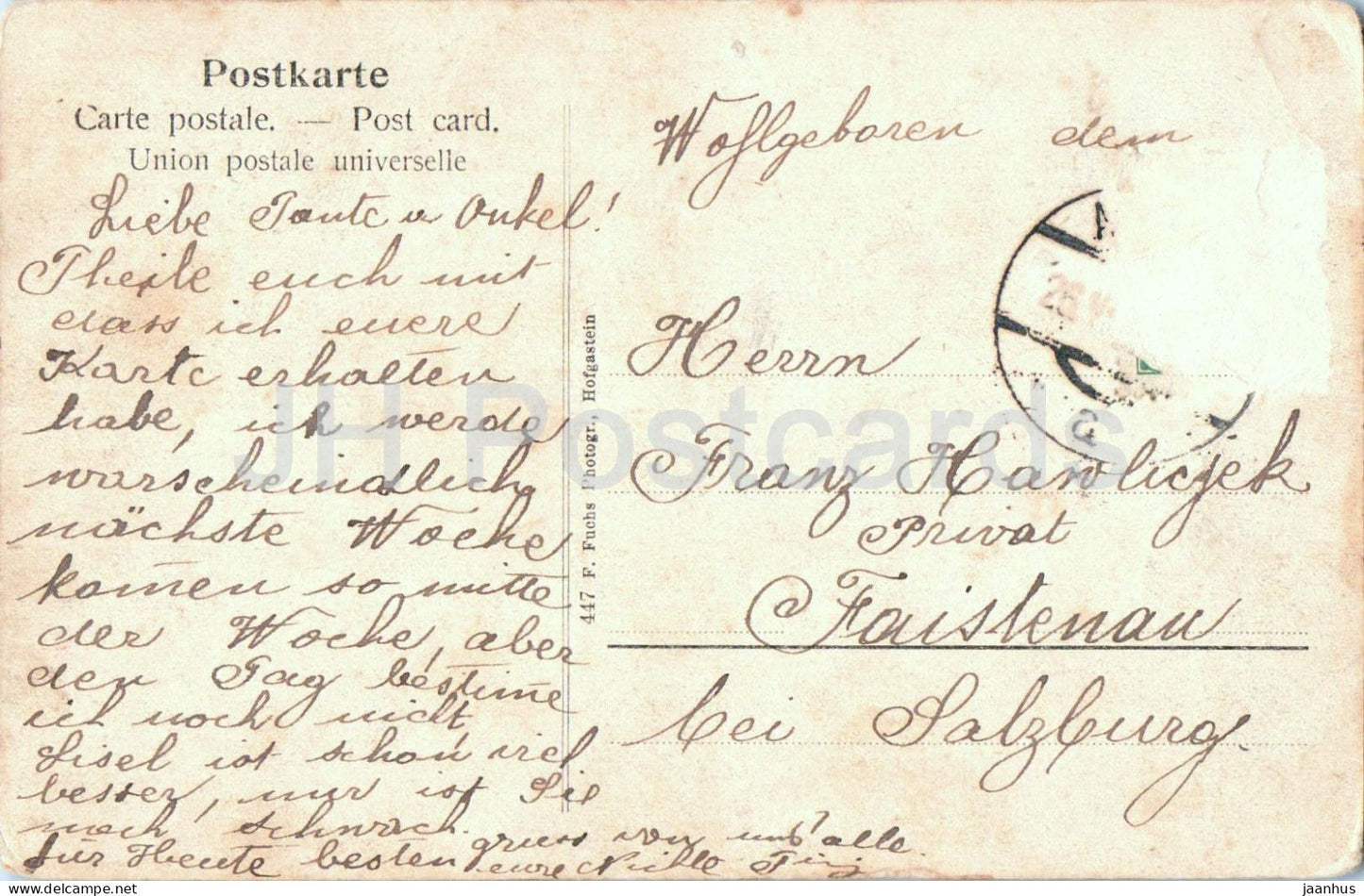 Bockstein mit dem Anlauftal - N° 447 - carte postale ancienne - Autriche - utilisé 