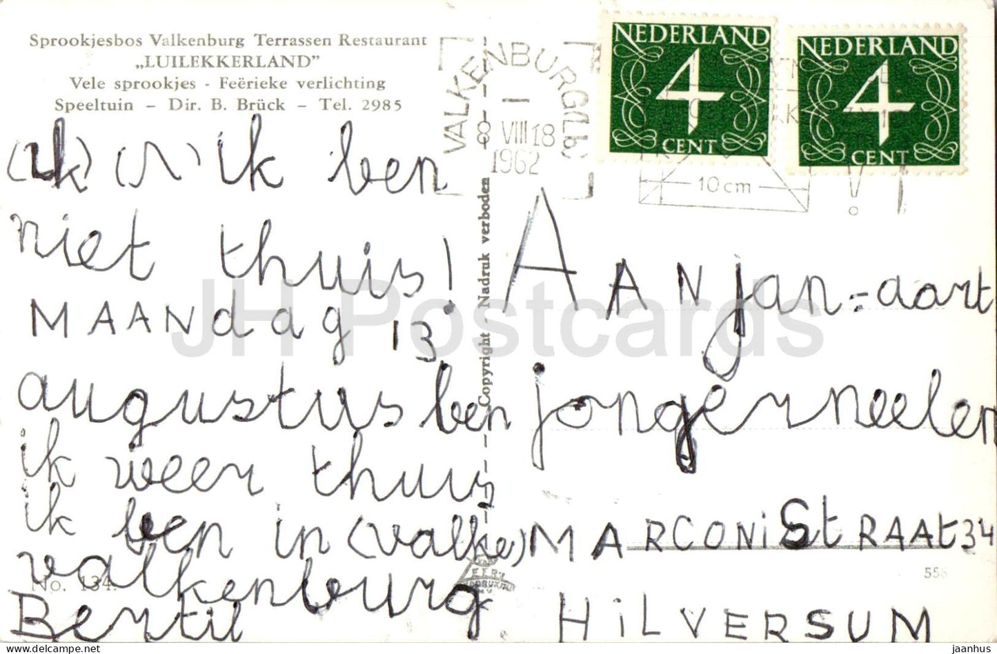 Sprookjesbos - Valkenburg - Reus met klein Duimpje - géant avec Le Petit Poucet - No. 134 - 1962 - Pays-Bas - oblitéré