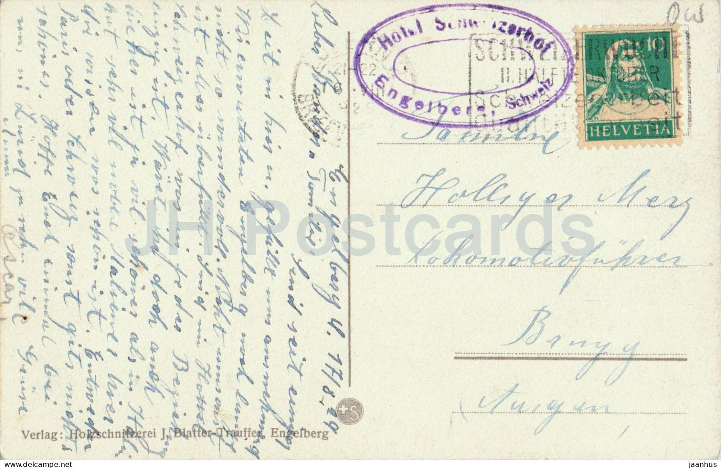 Engelberg - Hahnen - Spannorter und Titlis - alpine valley color view - old postcard - 1929 - Switzerland - used