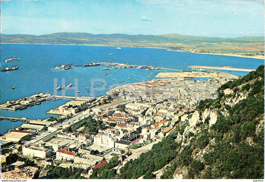 Gibraltar - Aerial view of town and harbour - P116 - Gibraltar - unused - JH Postcards
