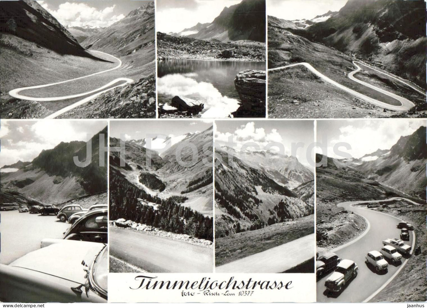 Timmelsjochstrasse - mountain road - alpine pass - car Volkswagen - panorama - 10377 - old postcard - Austria - unused - JH Postcards