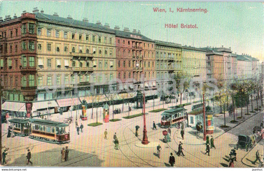 Wien - Vienna Karntnerring - Hotel Bristol - tram - W 22 - old postcard - 1910s - Austria - unused - JH Postcards
