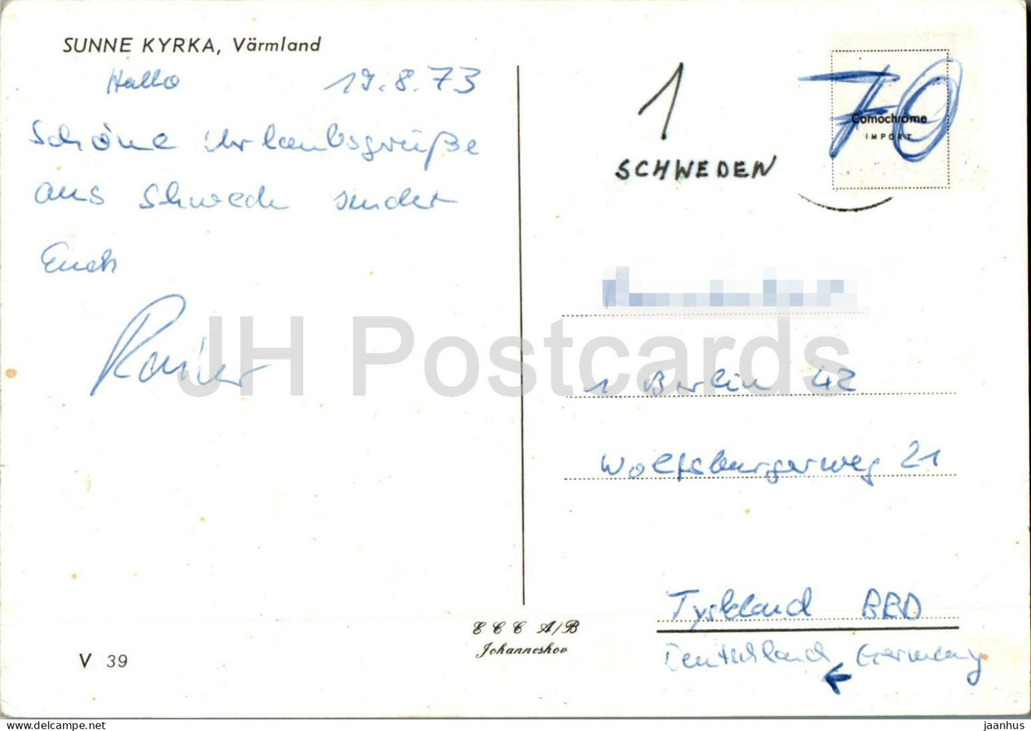 Sunne Kyrka - Varmland - church - 39 - 1973 - Sweden - used