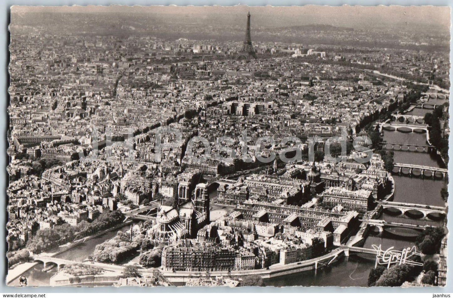 Paris - Vue aerienne - Ile de la Cite Notre-Dame de Paris - Hotel-Dieu - 78 - old postcard - France - unused - JH Postcards