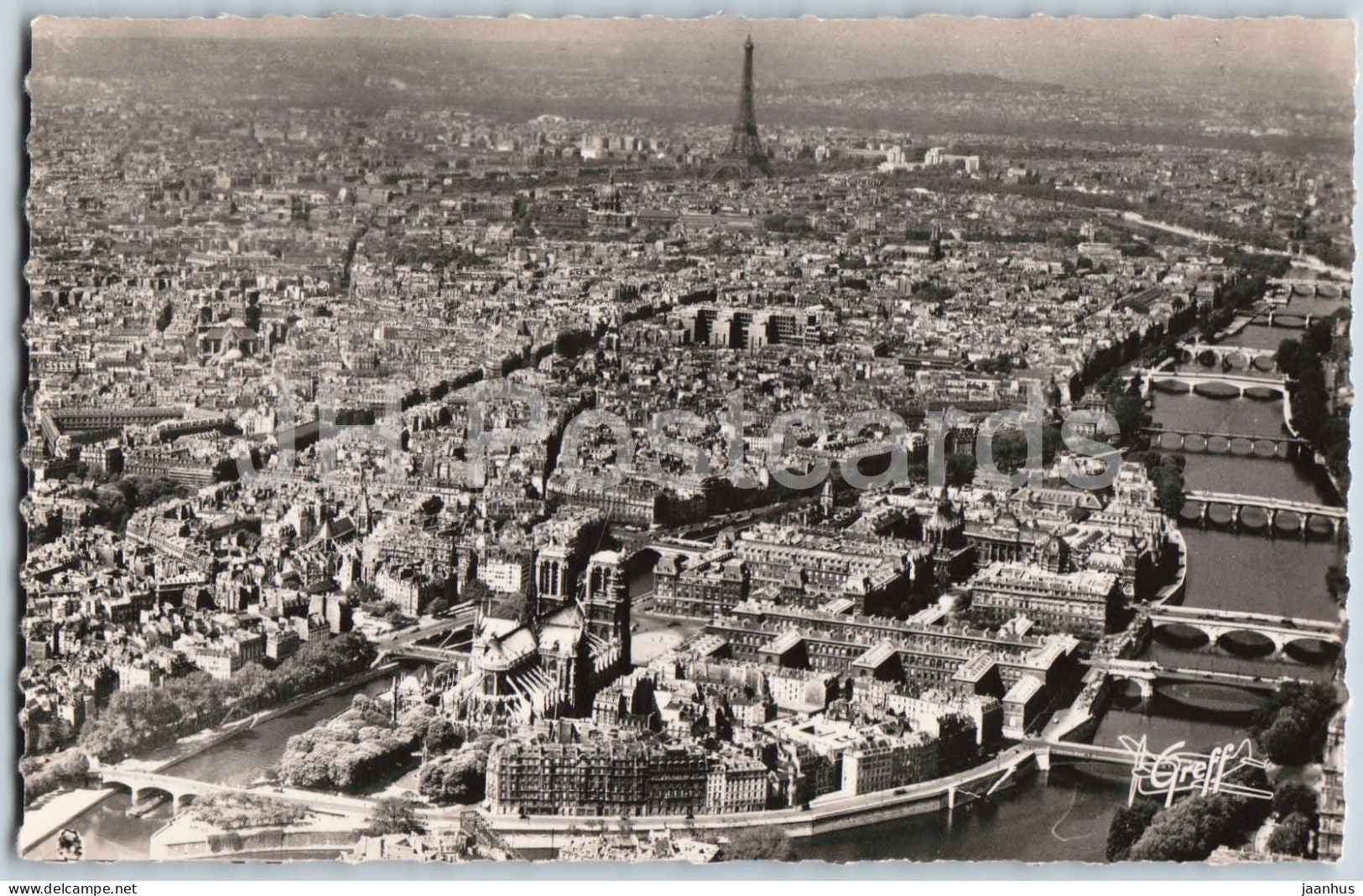 Paris - Vue aerienne - Ile de la Cite Notre-Dame de Paris - Hotel-Dieu - 78 - old postcard - France - unused - JH Postcards