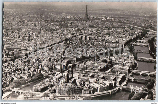 Paris - Vue aerienne - Ile de la Cite Notre-Dame de Paris - Hotel-Dieu - 78 - old postcard - France - unused - JH Postcards