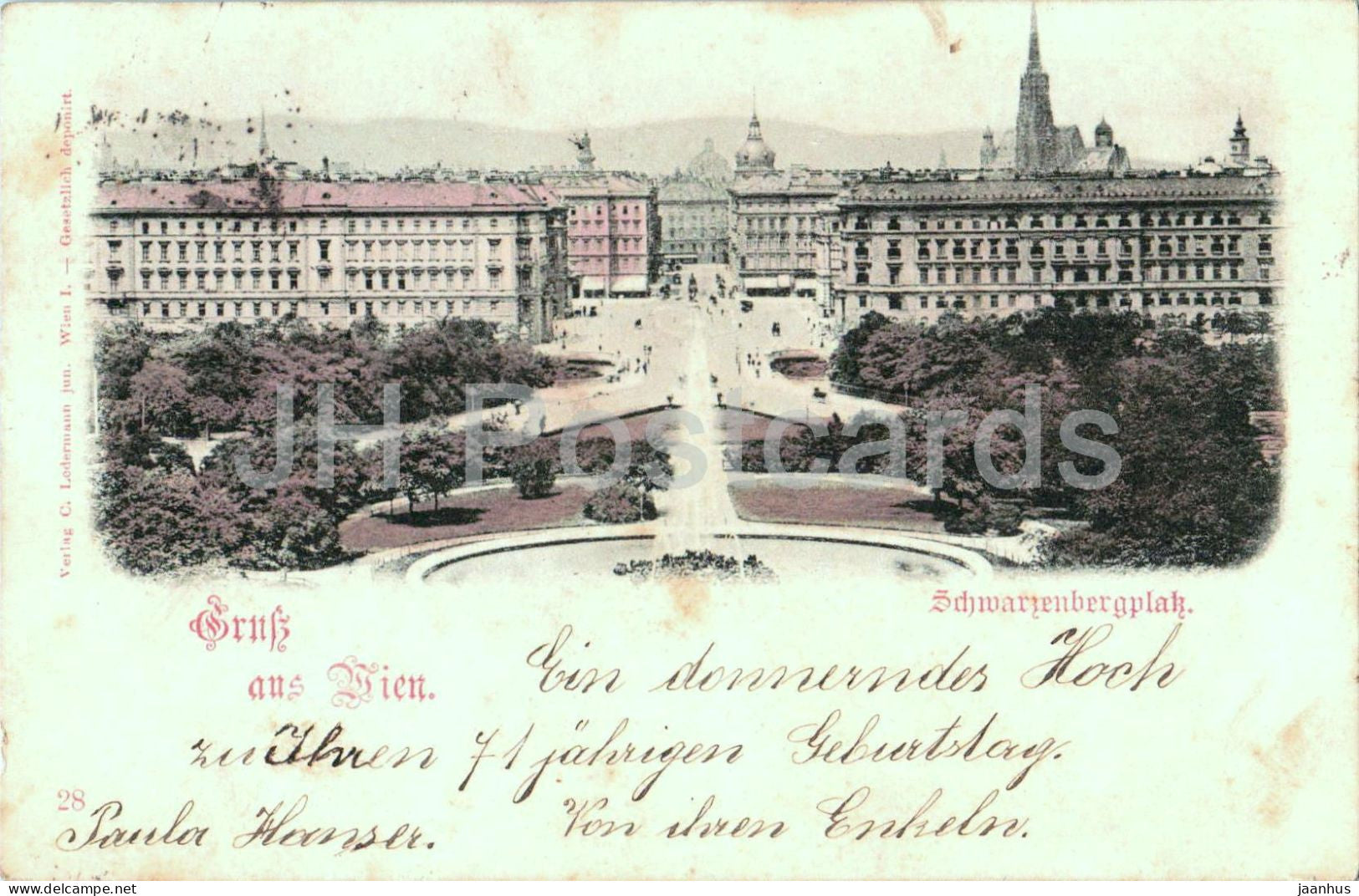 Gruss aus Wien - Vienna - Schwarzenbergplatz - Nr. 28 - old postcard - 1899 - Austria-Hungary - used - JH Postcards