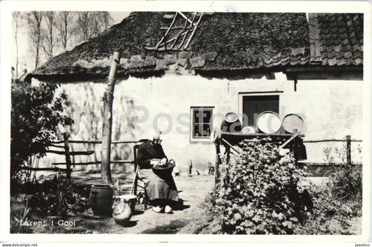 Laren t Gooi - old farmhouse - woman - rural scene - 1953 - Netherlands - used - JH Postcards