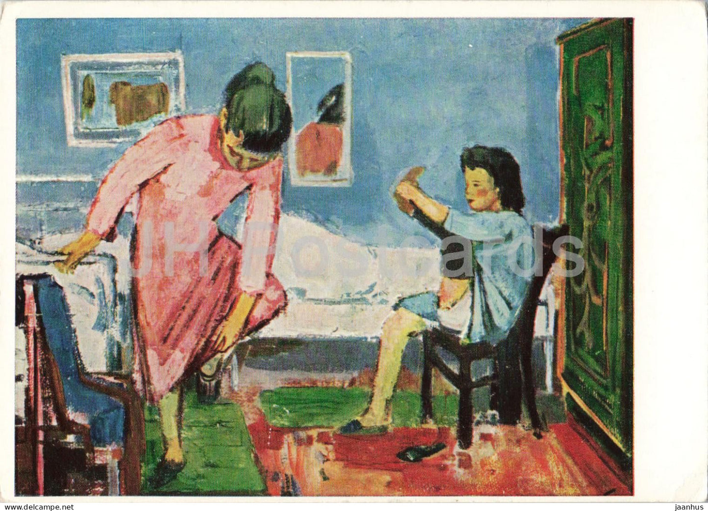 painting by Erich Gerlach - In the Morning - Am Morgen - mother and child - German art - 1963 - Germany DDR - unused - JH Postcards