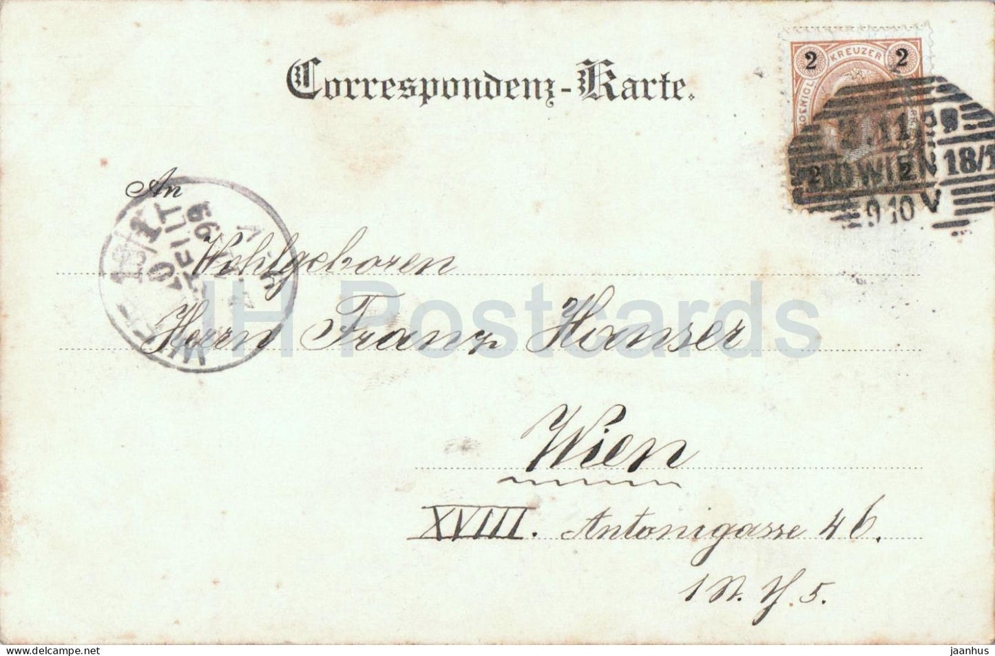 Gruss aus Wien - Vienne - Schwarzenbergplatz - Nr. 28 - carte postale ancienne - 1899 - Autriche-Hongrie - utilisé 