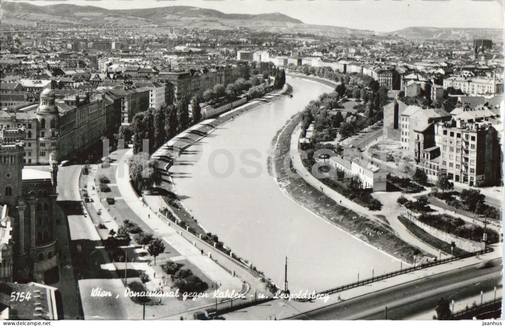 Wien - Vienna - Donaukanal gegen Kahlen u. Leopoldsberg - city panorama - 5154 - 1965 - Austria - used - JH Postcards