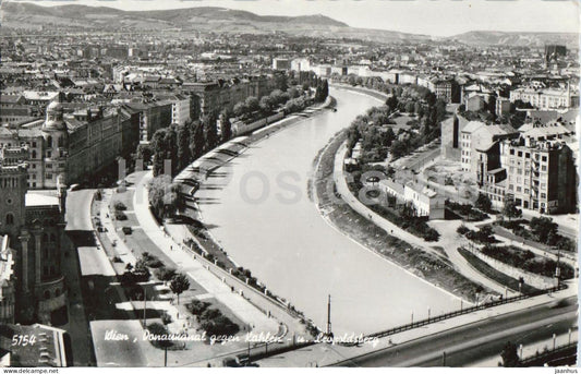 Wien - Vienna - Donaukanal gegen Kahlen u. Leopoldsberg - city panorama - 5154 - 1965 - Austria - used - JH Postcards