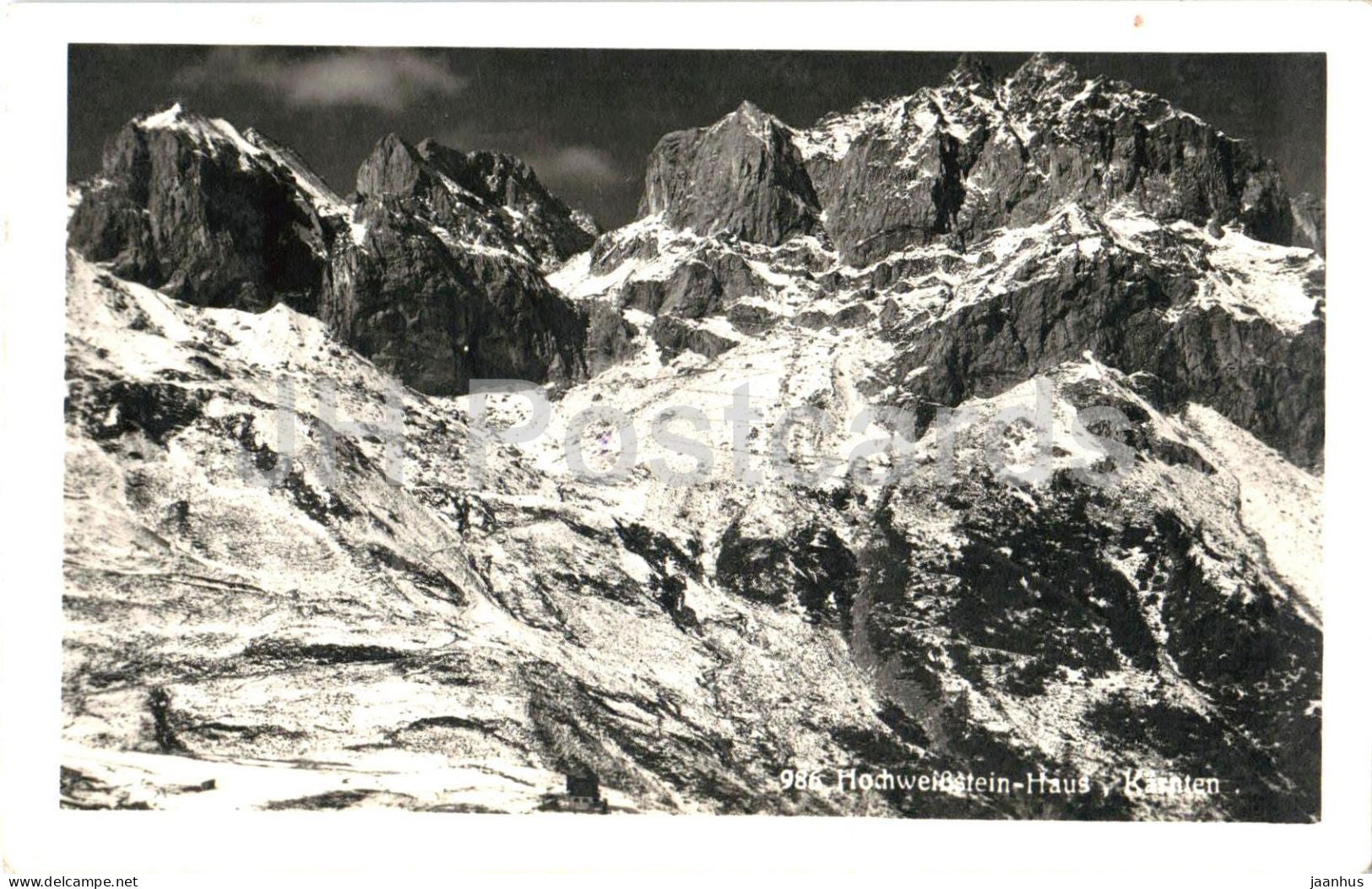 Hochweissstein Haus Karnten - Mountains - Alps - 986 - old postcard - 1920s - Austria - used - JH Postcards