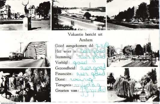 Vakantie bericht uit Arnhem - Holiday message from Arnhem - multiview - city views - 1968 - Netherlands - used - JH Postcards